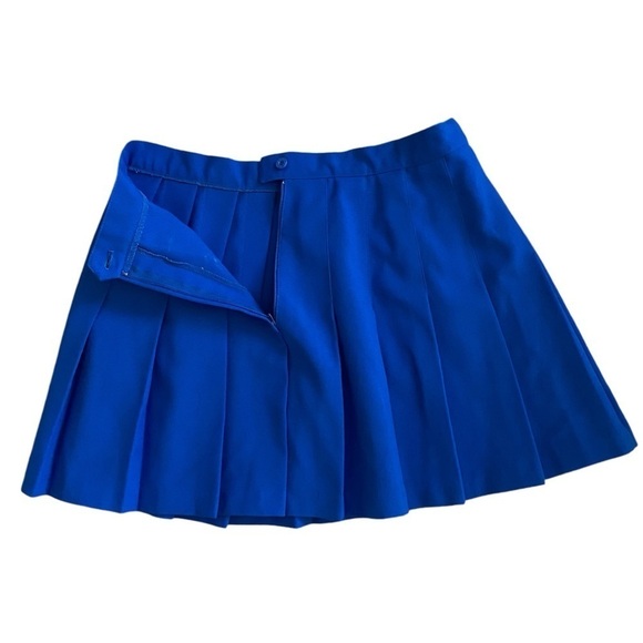 Vintage HEAD Solid ROYAL BLUE pleated mini skirt Medium BALLETCORE Barbicore - Picture 14 of 16